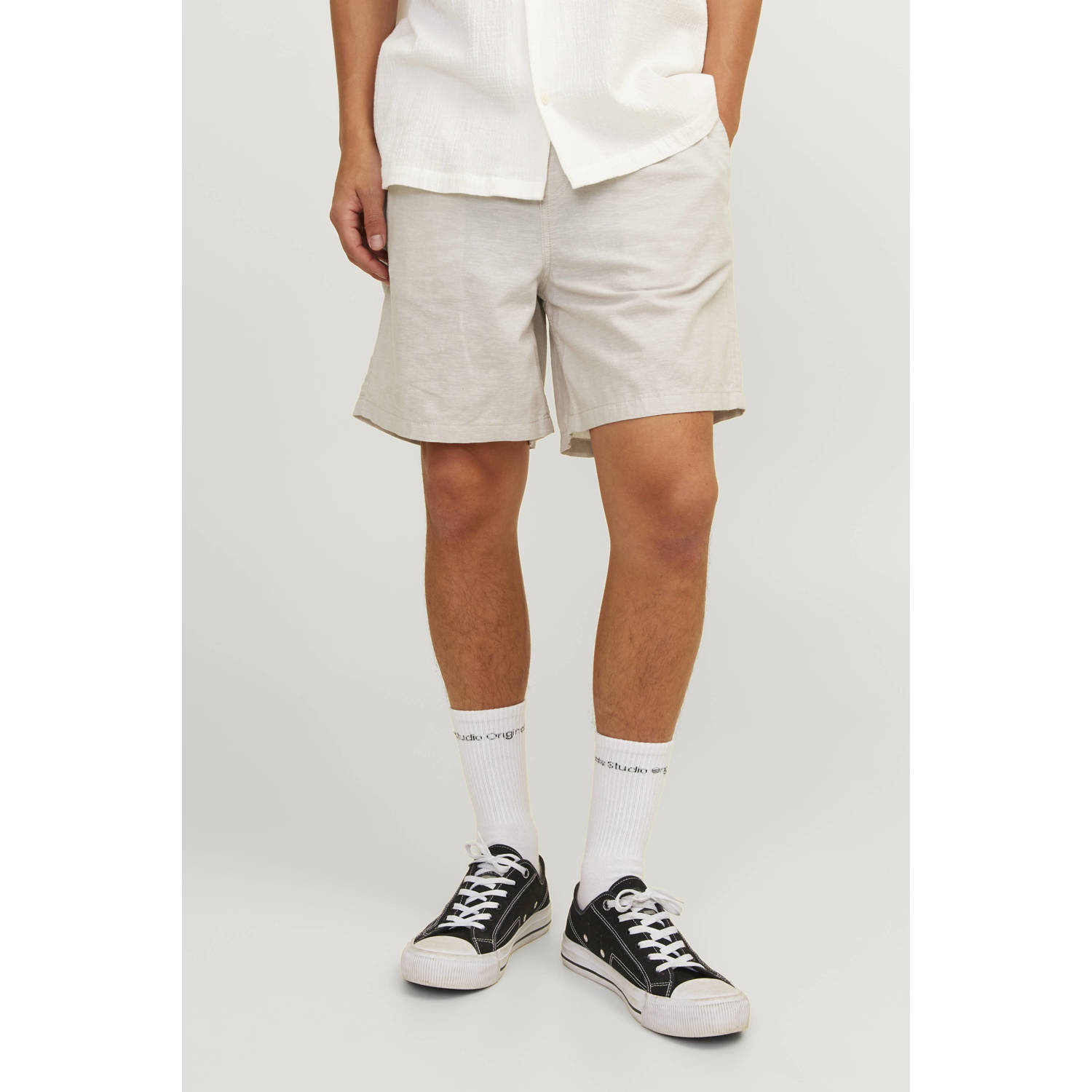 JACK & JONES PANTS STUDIO regular fit short JPSTJAIDEN met logo crockery