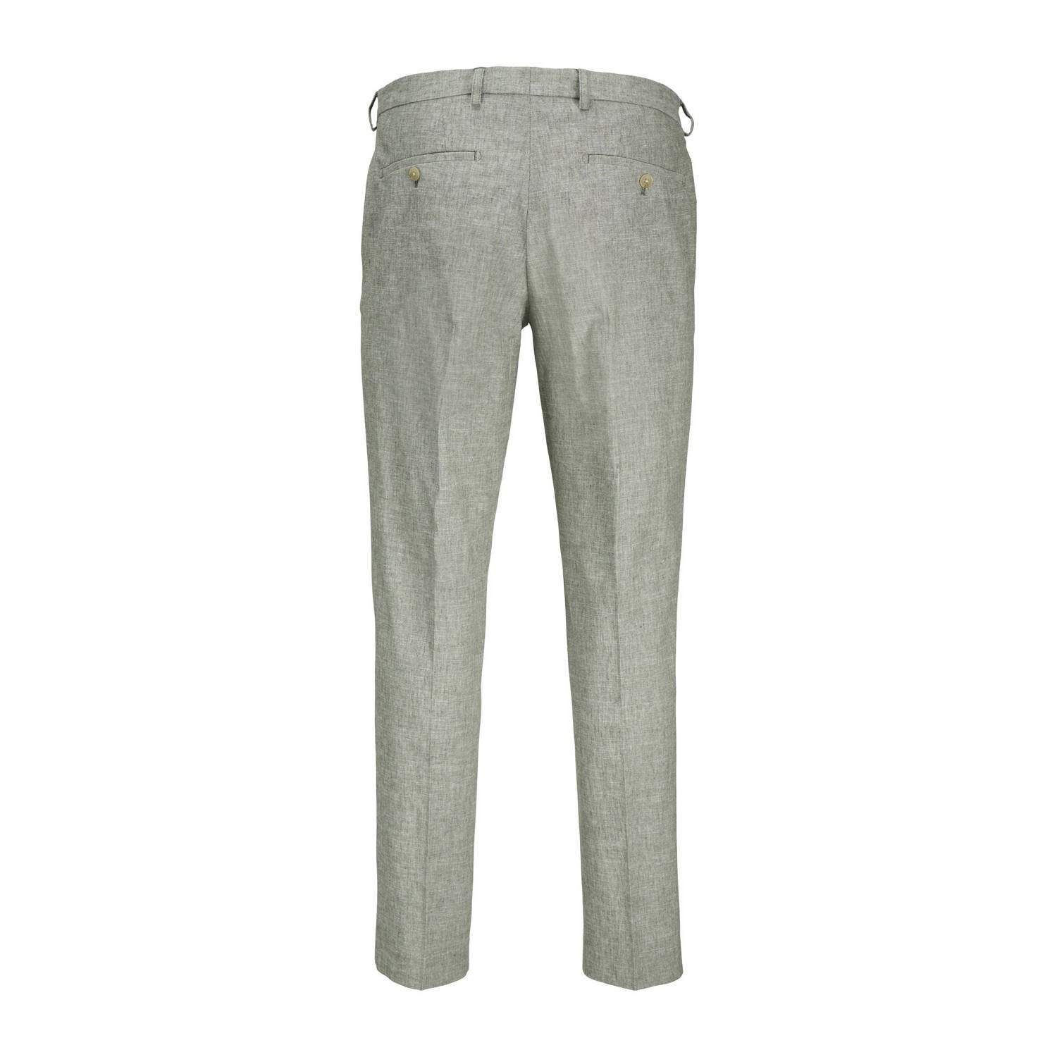 JACK & JONES PREMIUM gemêleerde slim fit pantalon JPRRIVIERA met linnen groen