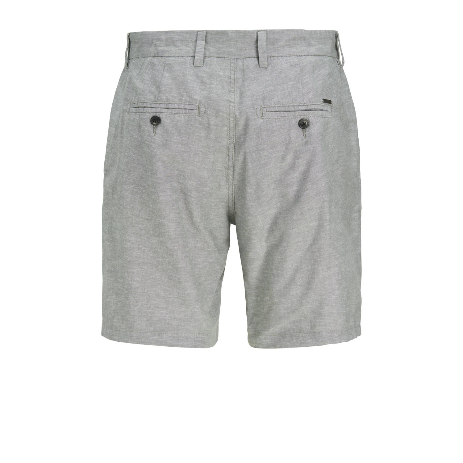 JACK & JONES PANTS STUDIO linnen regular chino short JPSTACE grijsgroen