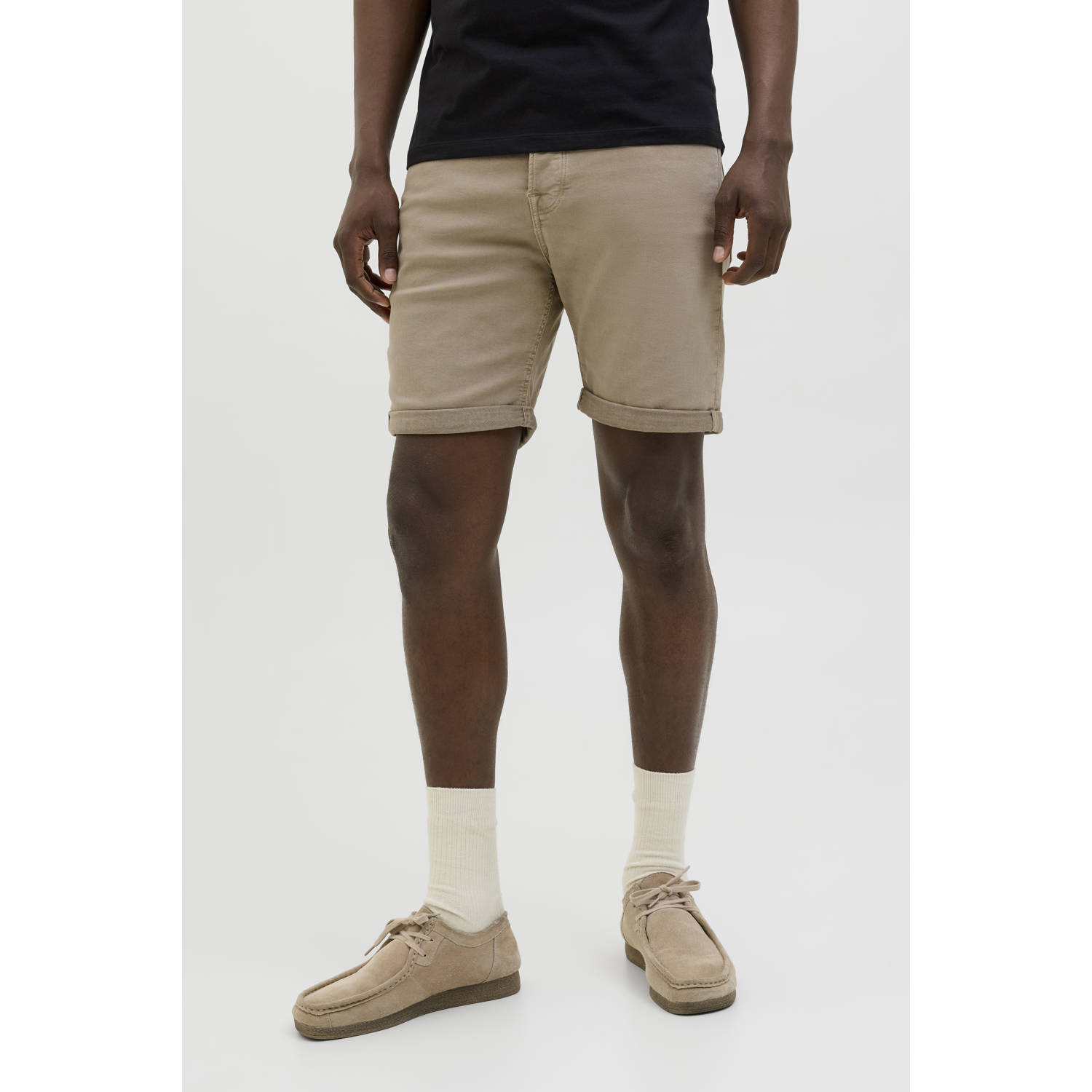 JACK & JONES JEANS INTELLIGENCE regular denim short JJIRICK JJICON lichtbruin