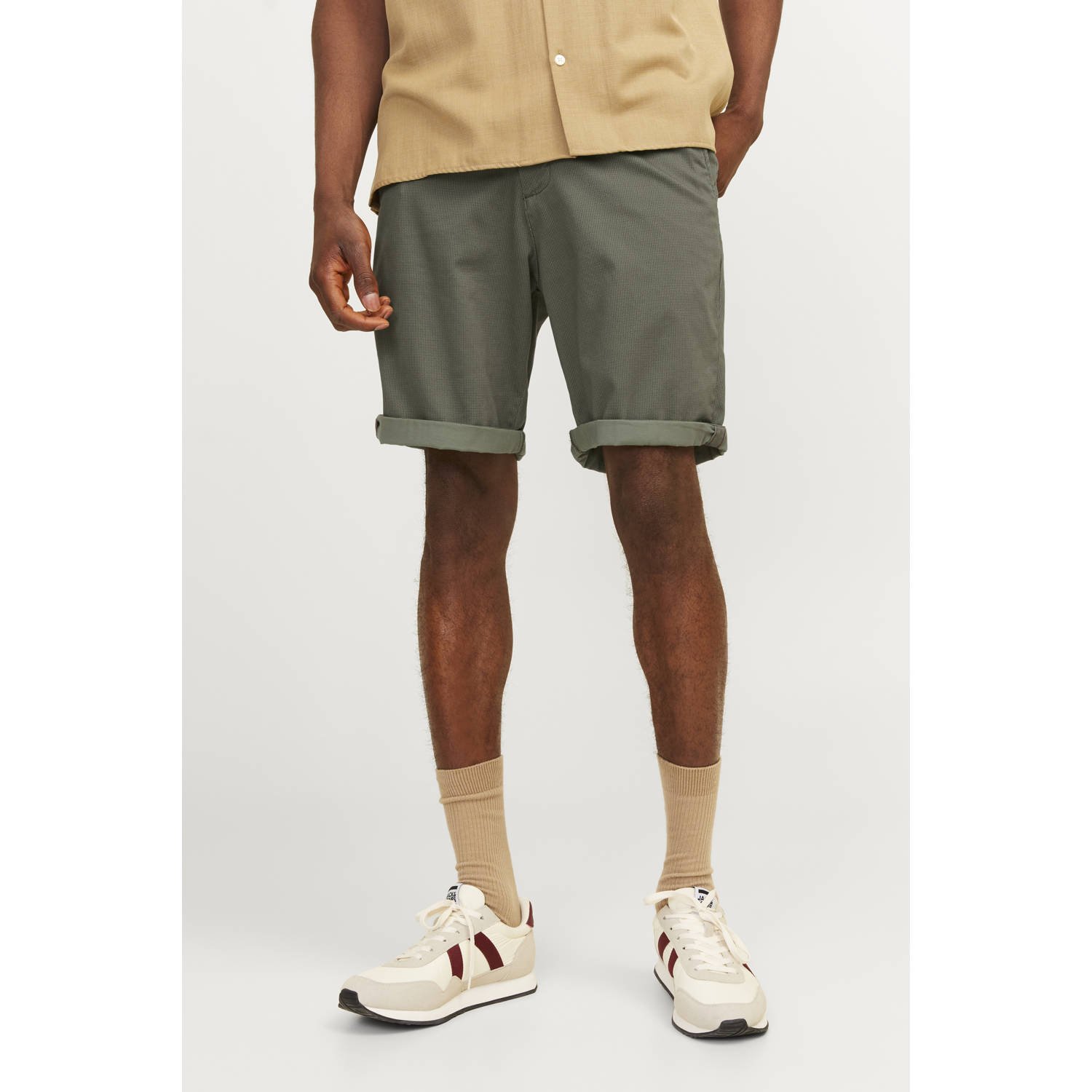 JACK & JONES PANTS STUDIO regular chino short JPSTBOWIE olijfgroen