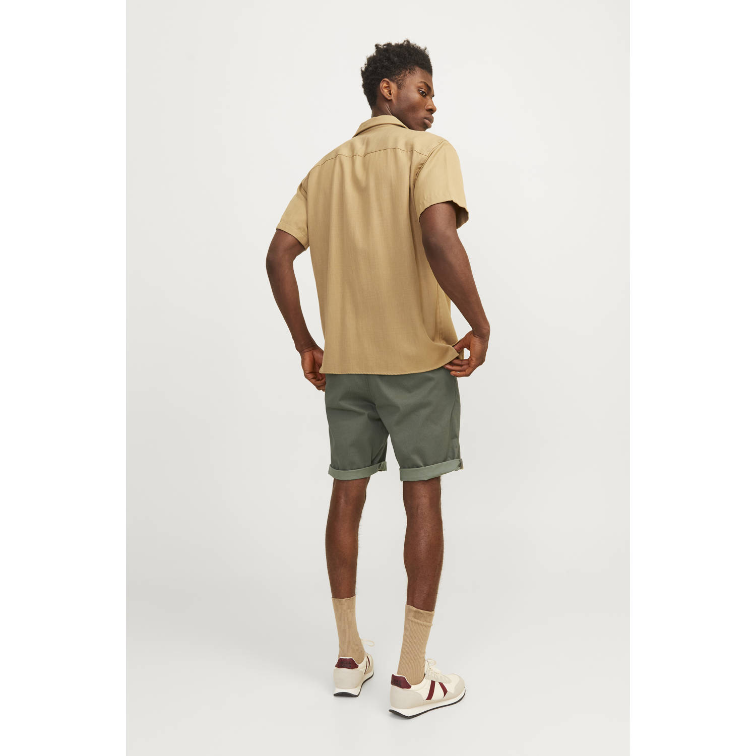 JACK & JONES PANTS STUDIO regular chino short JPSTBOWIE olijfgroen