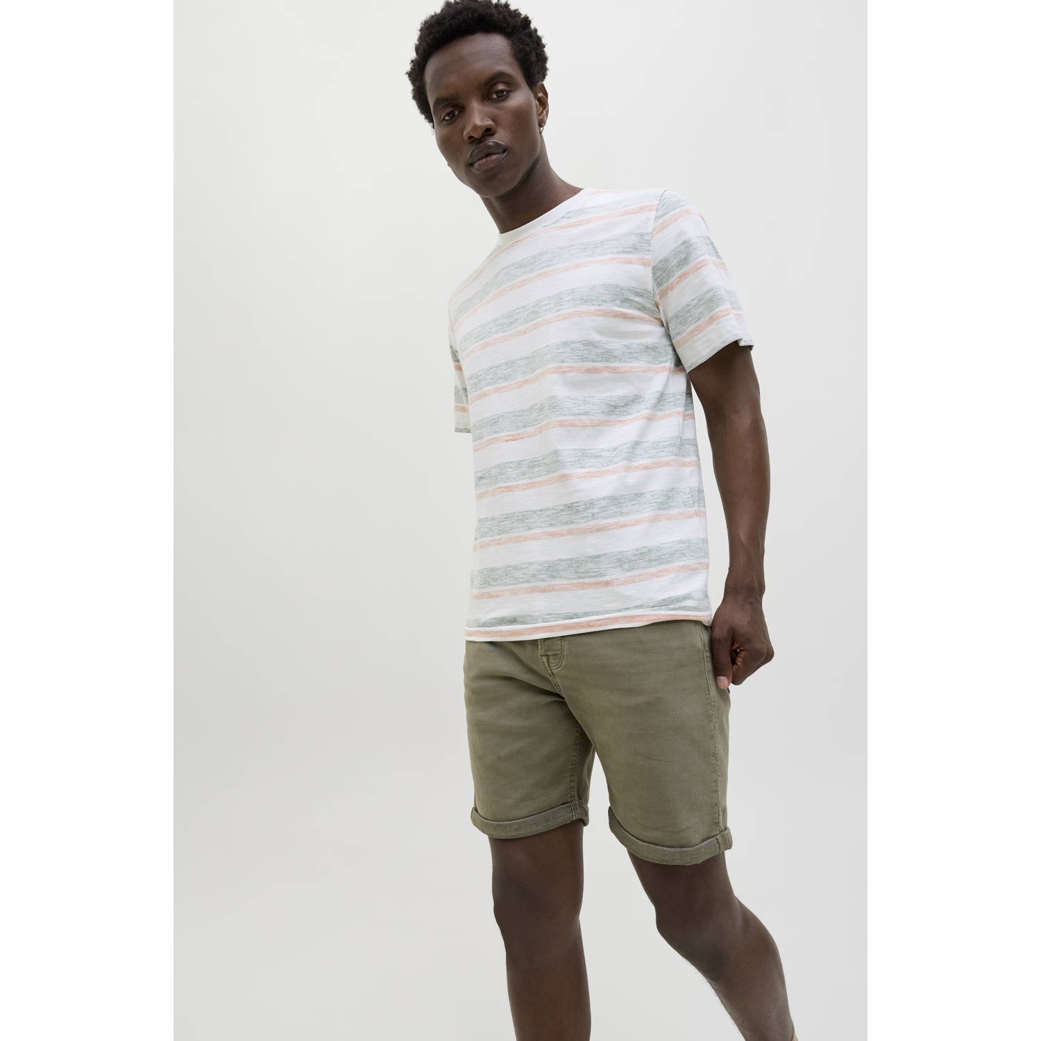 JACK & JONES JEANS INTELLIGENCE regular denim short JJIRICK JJICON groen