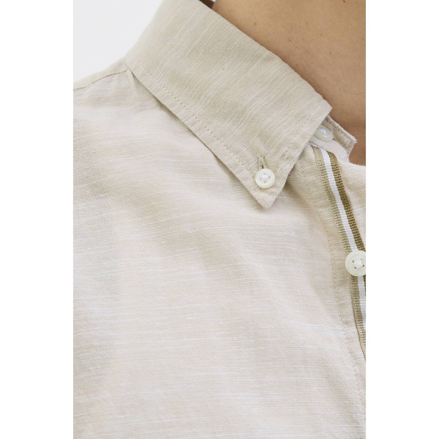 JACK & JONES PREMIUM linnen casual overhemd ecru