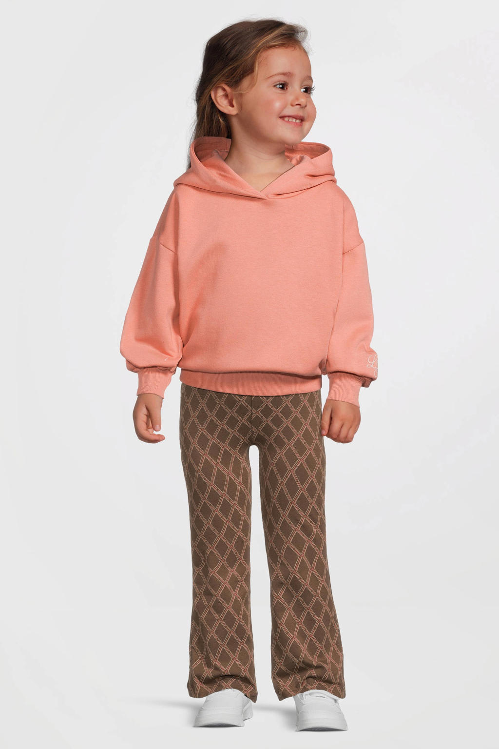Oranje meisjes LEVV Little hoodie van katoen met effen, lange mouwen en capuchon