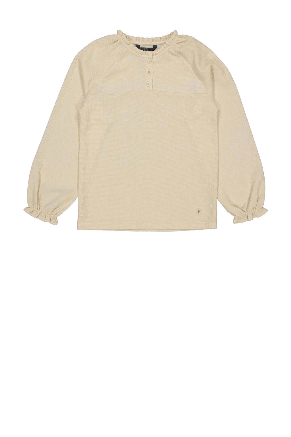 Ecru meisjes LEVV Little longsleeve van polyester met effen, lange mouwen, ronde hals, drukknoopsluiting en elastische boord