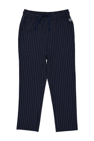 regular casual broek met krijtstreep donkerblauw