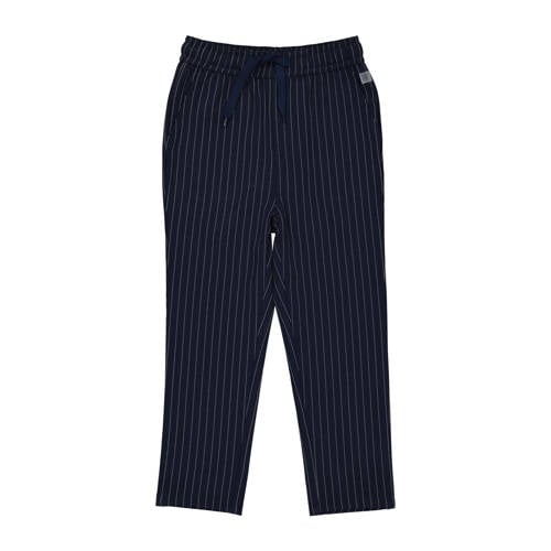 LEVV Little regular casual broek met krijtstreep donkerblauw afbeelding
