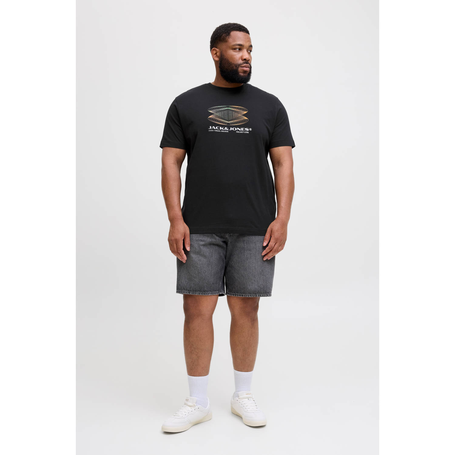 Jack & Jones PlusSize Shirt met print JCOCALMA TEE SS CREW NECK FST PLS