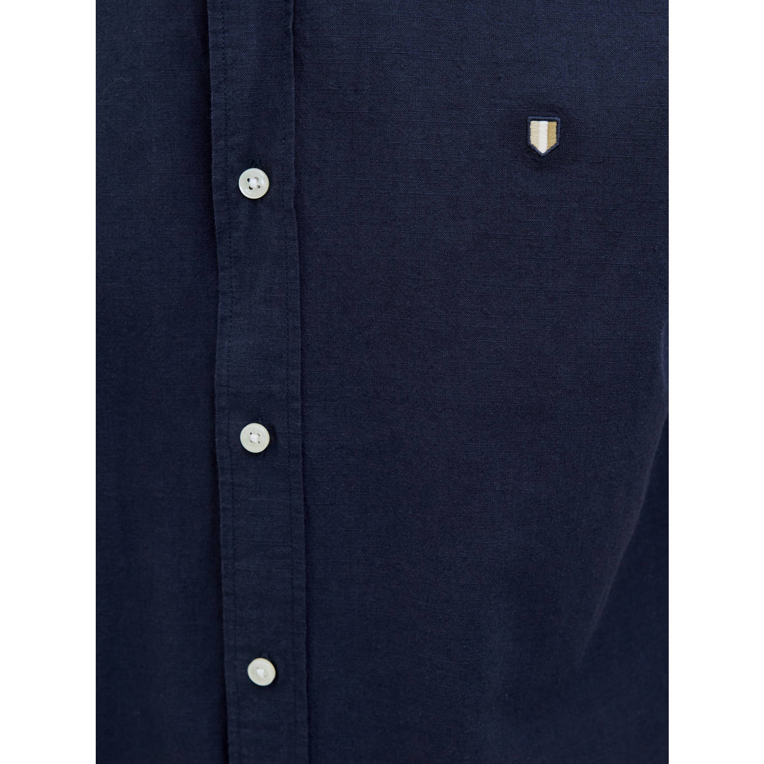 JACK & JONES PLUS SIZE linnen casual overhemd donkerblauw