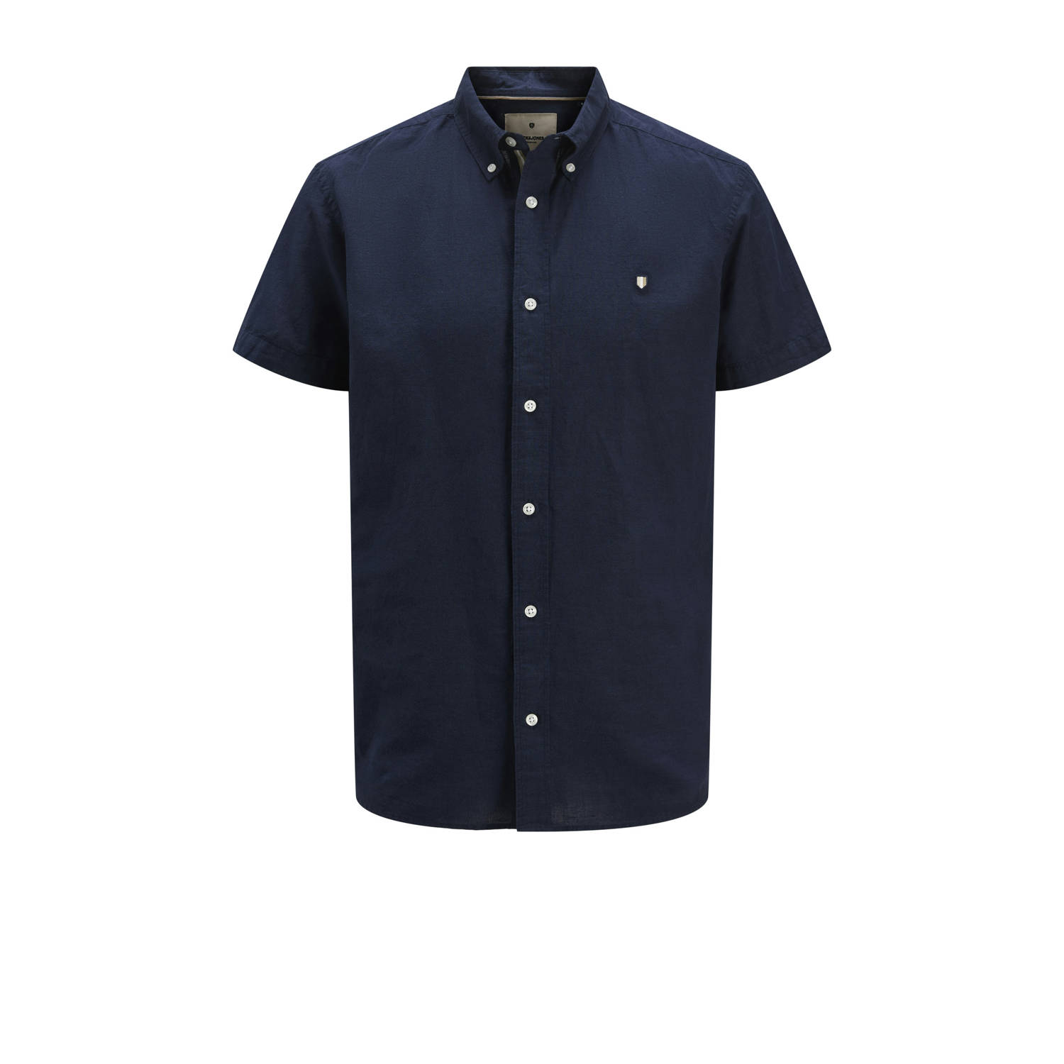 JACK & JONES PLUS SIZE linnen casual overhemd donkerblauw