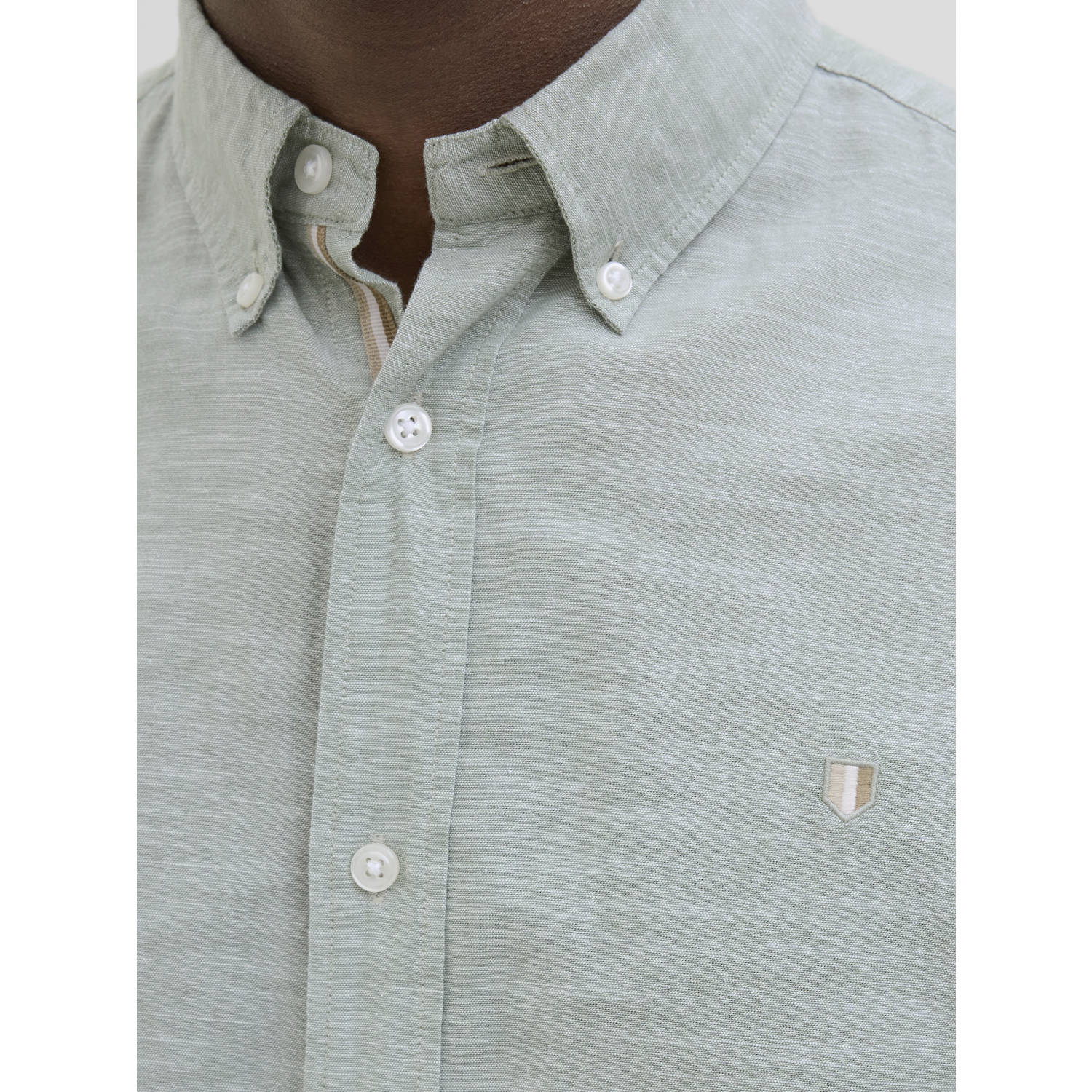 JACK & JONES PLUS SIZE linnen casual overhemd groen