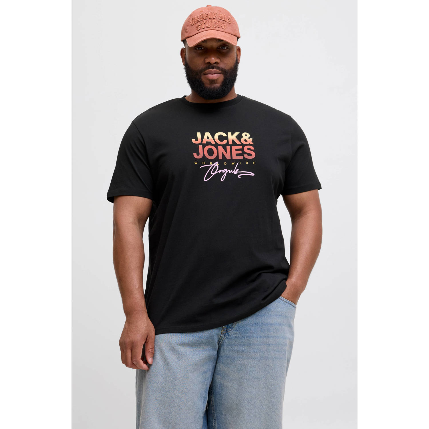Jack & Jones PlusSize Shirt met print JORCANGGU TEE SS CREW NECK FST PLS