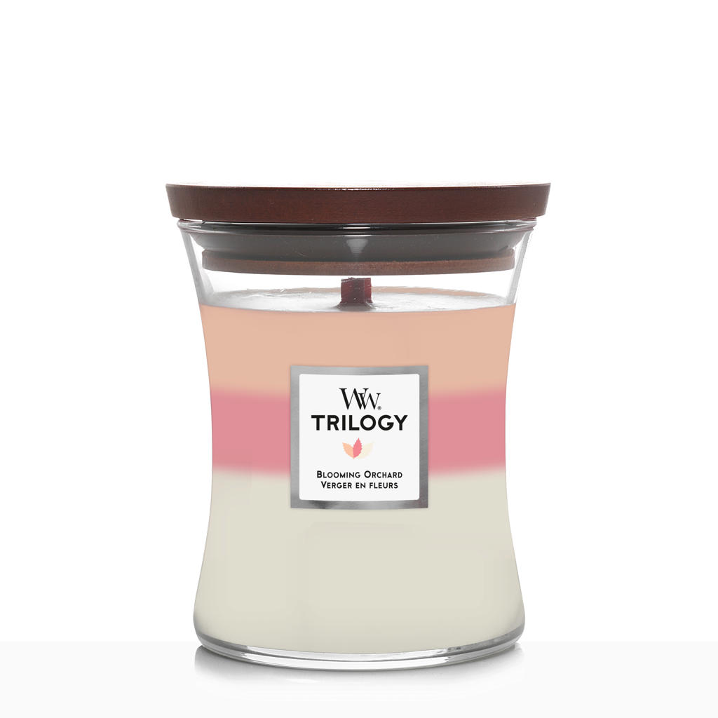 WoodWick geurkaars Trilogy Blooming Orchard Medium