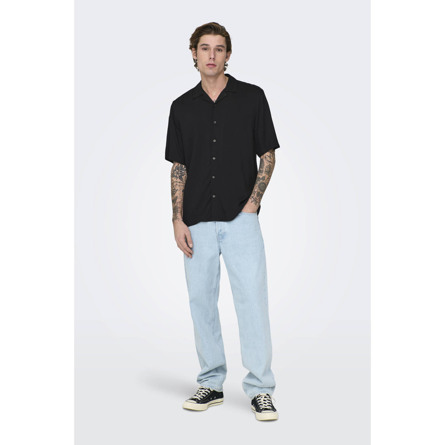 ONLY & SONS casual overhemd zwart