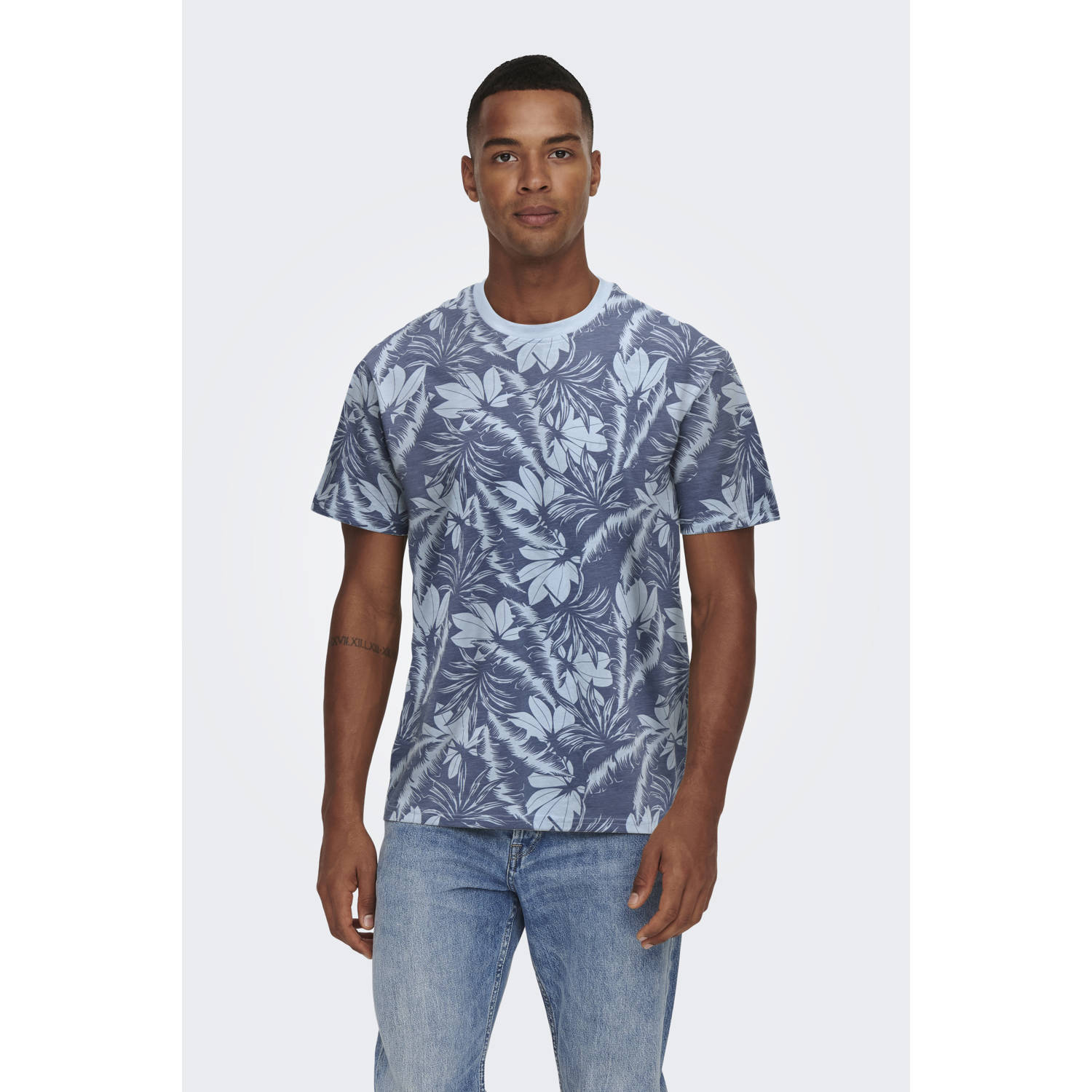 ONLY & SONS regular fit T-shirt ONSPERRY blauw