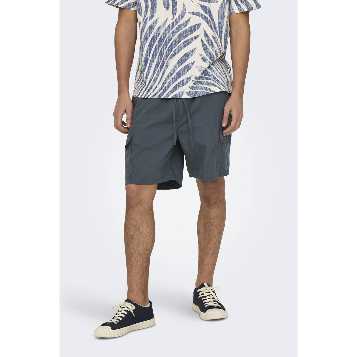 ONLY & SONS regular cargo short grijsblauw