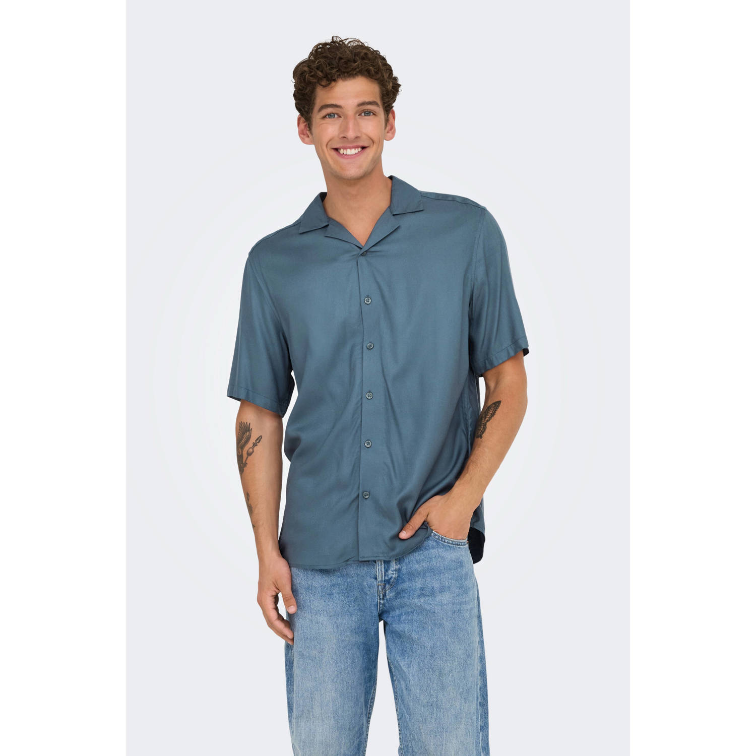 ONLY & SONS Overhemd met korte mouwen ONSDASH LIFE REG VISC RES SS SHIRT