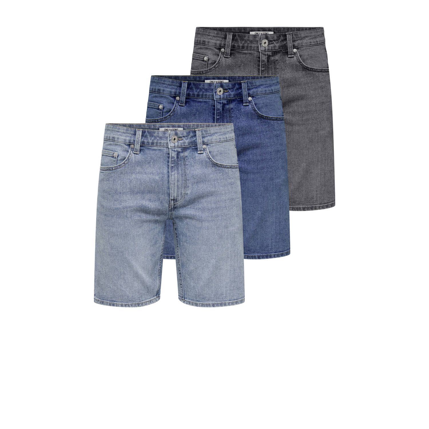 ONLY & SONS denim regular short ONSWEFT (set van 3)