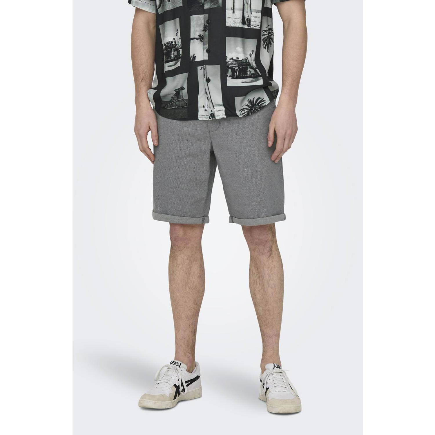 ONLY & SONS regular chino short grijs