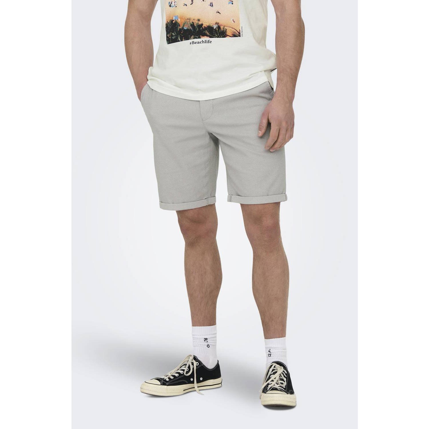 ONLY & SONS regular chino short grijs