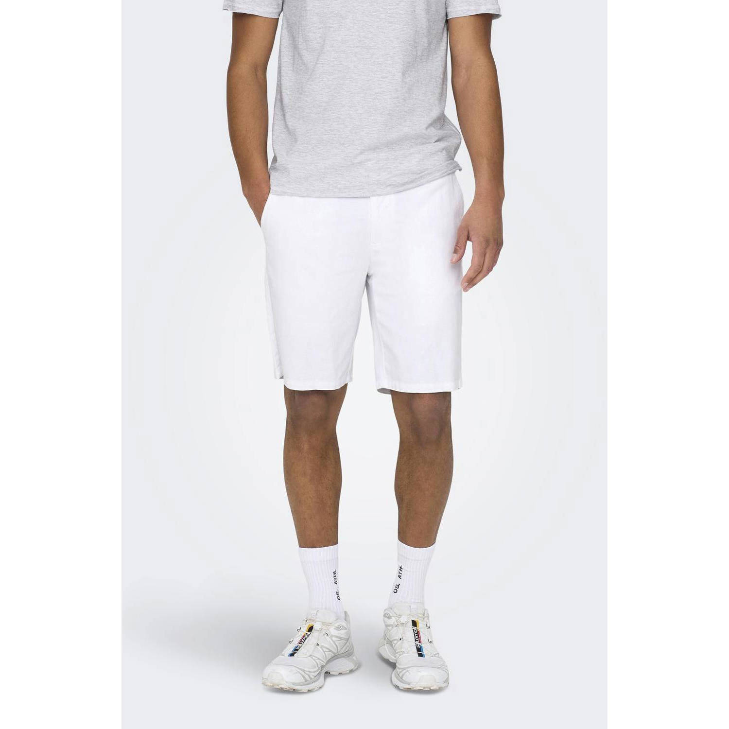 ONLY & SONS linnen regular chino short ONSMARK wit