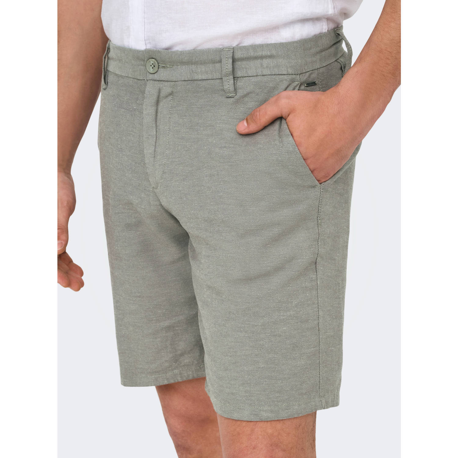 ONLY & SONS linnen regular chino short ONSMARK grijs