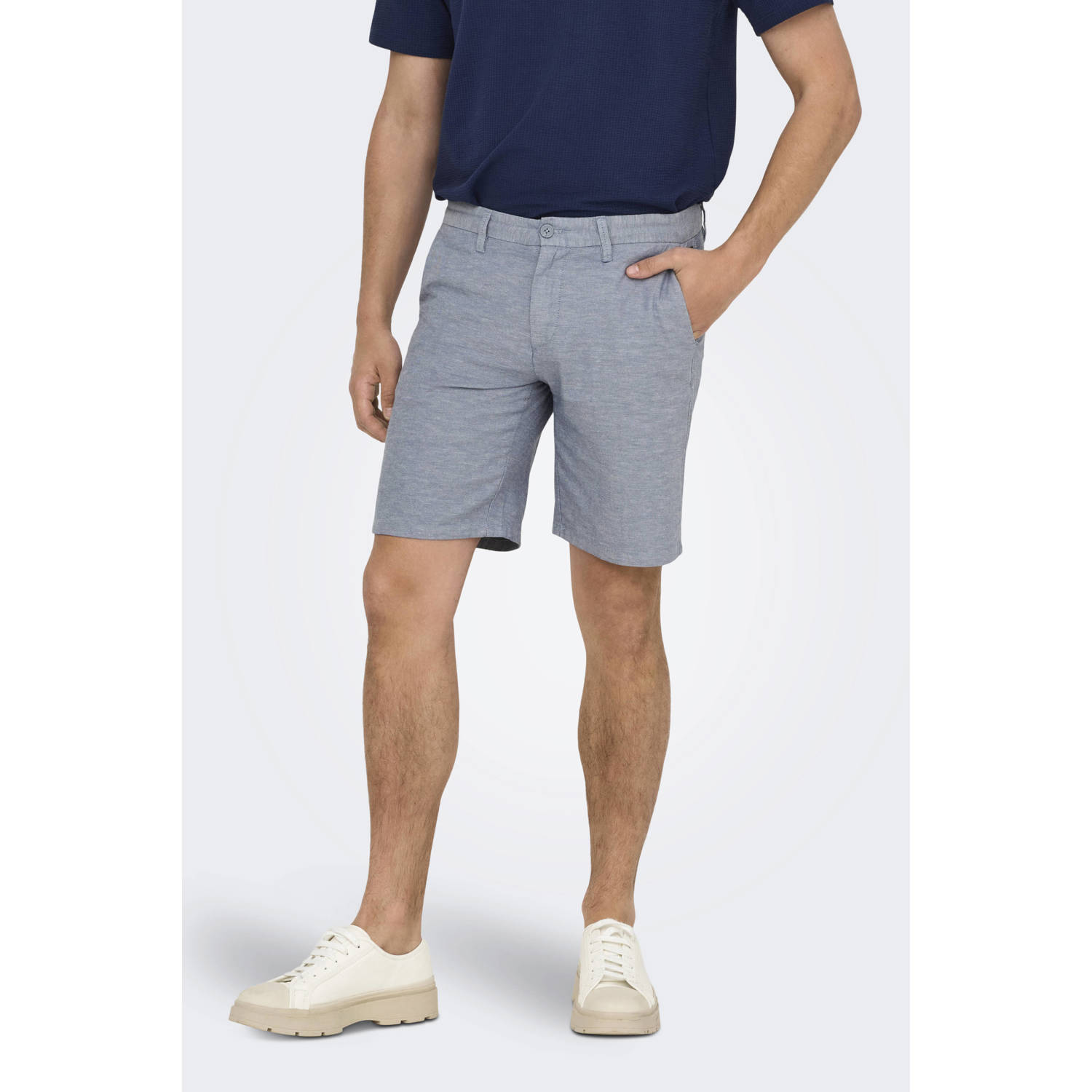 ONLY & SONS linnen regular chino short ONSMARK blauw