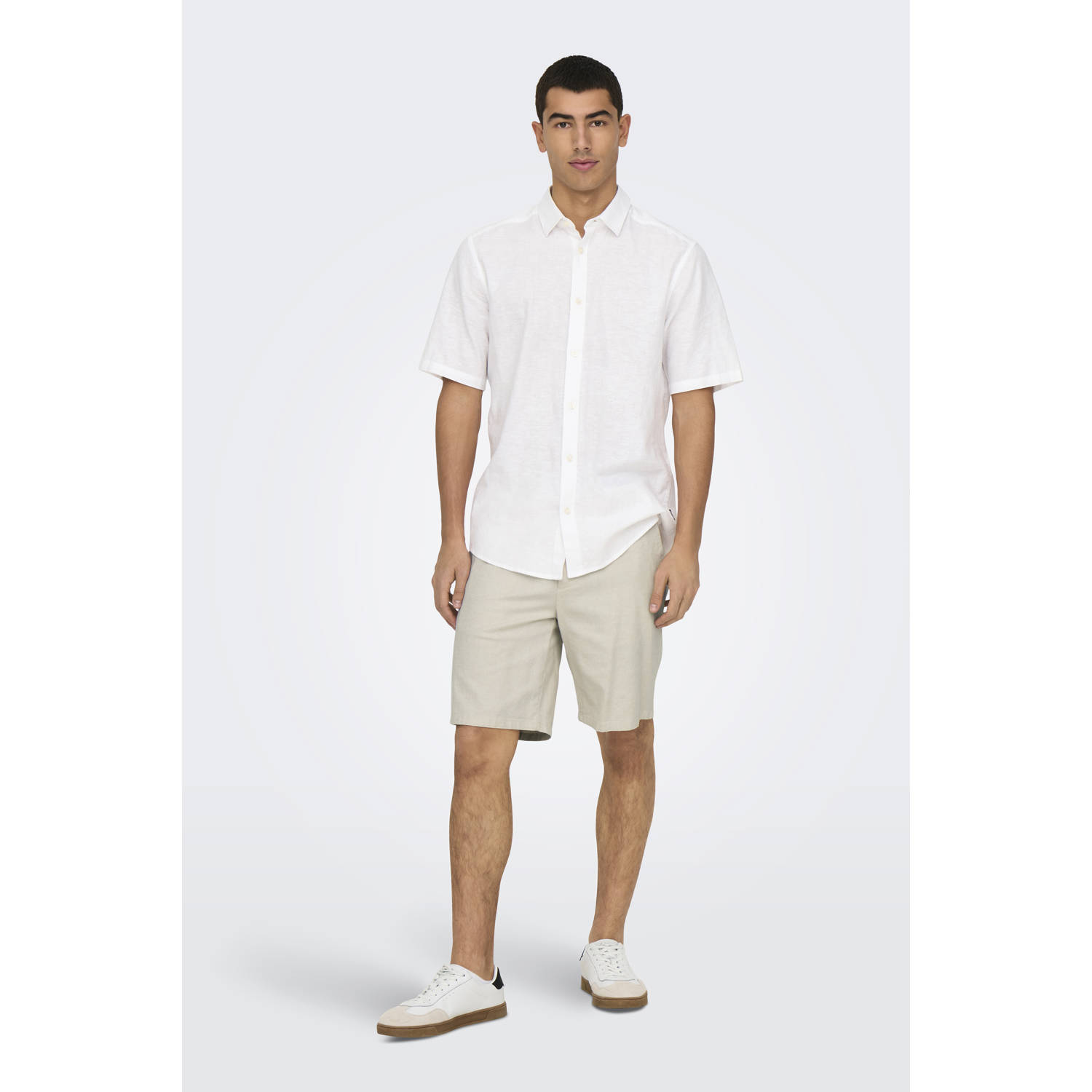 ONLY & SONS linnen regular chino short ONSMARK ecru