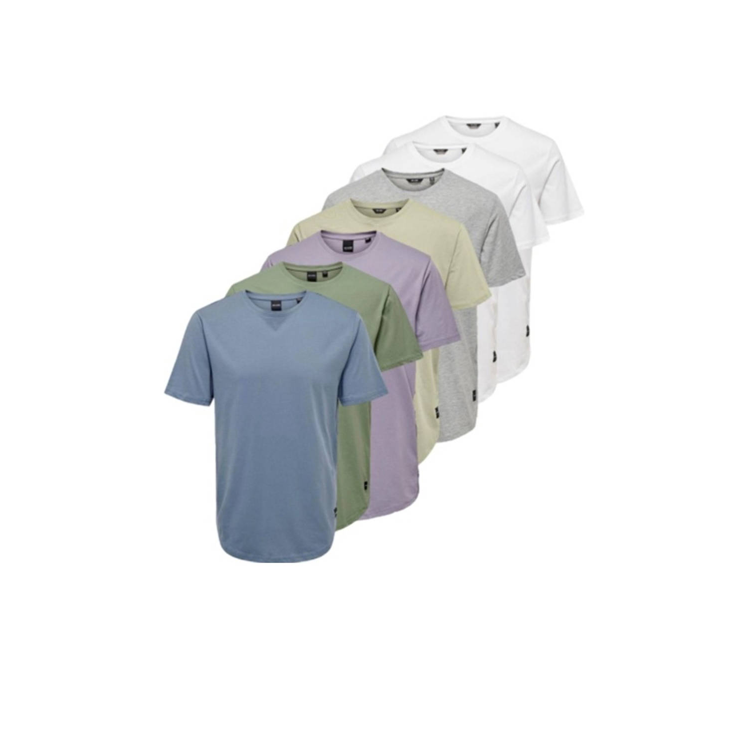 ONLY & SONS long line fit T-shirt (set van 7)