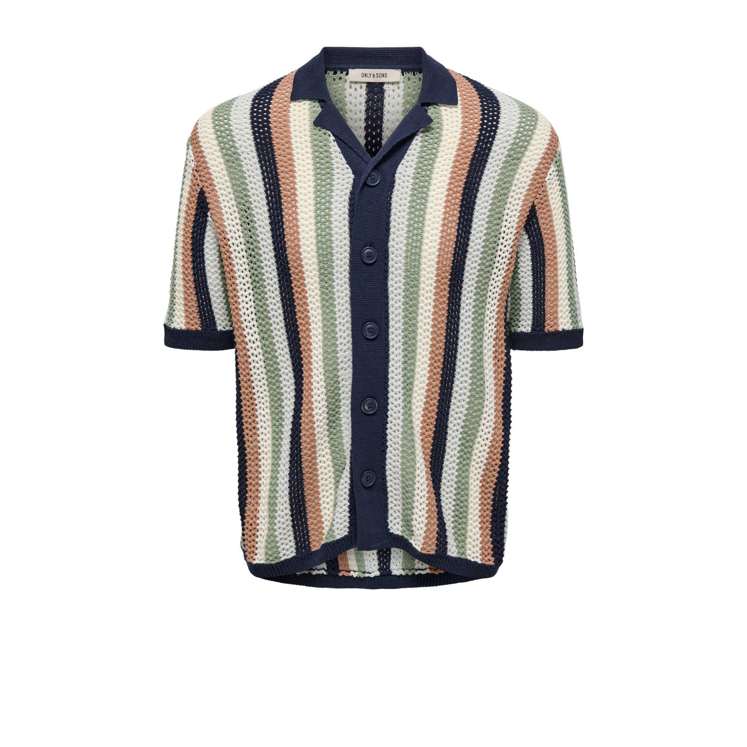 ONLY & SONS casual overhemd gebreid blauw