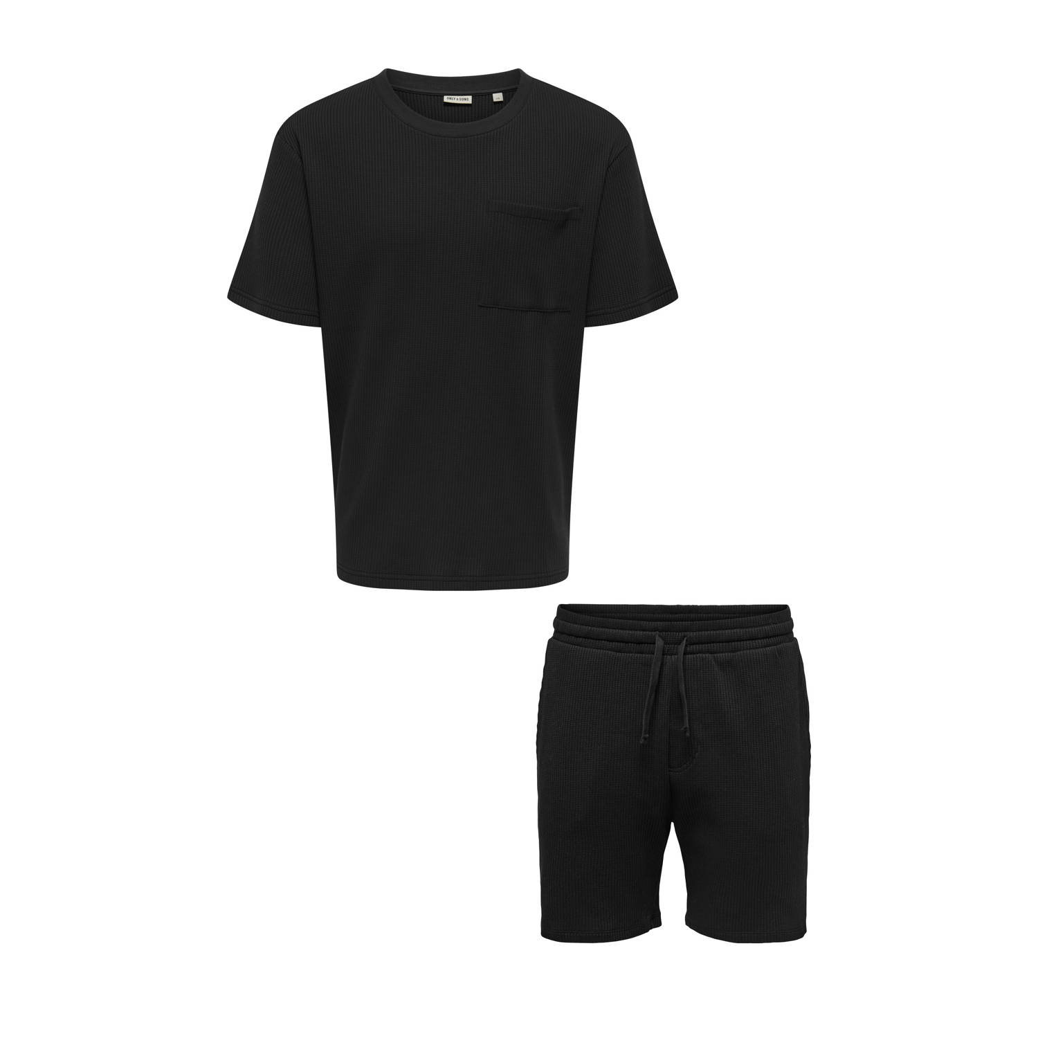 ONLY & SONS relaxed t-shirt en short met textuur zwart
