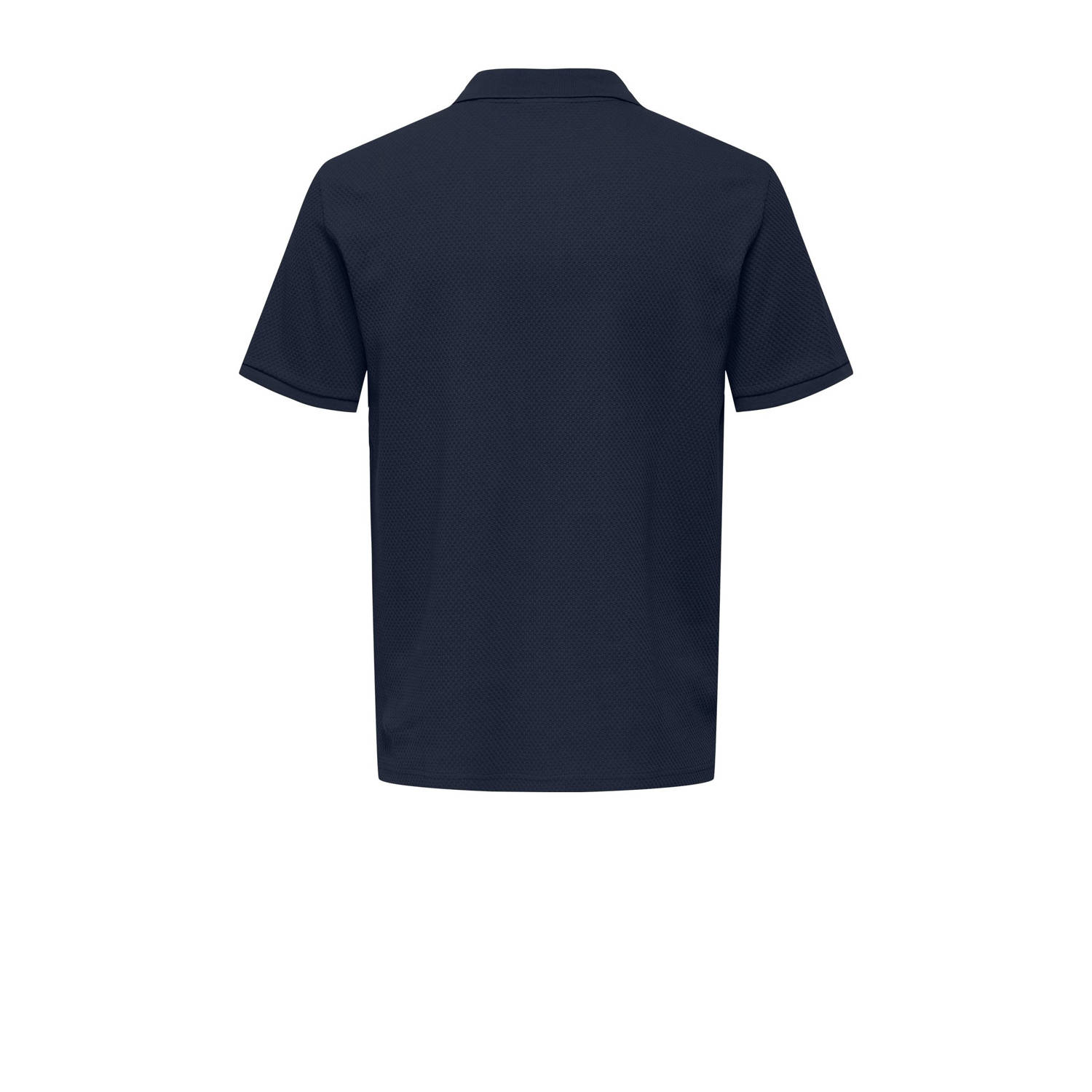 ONLY & SONS regular polo met ingebreid patroon donkerblauw