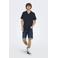 ONLY & SONS regular polo met textuur donkerblauw