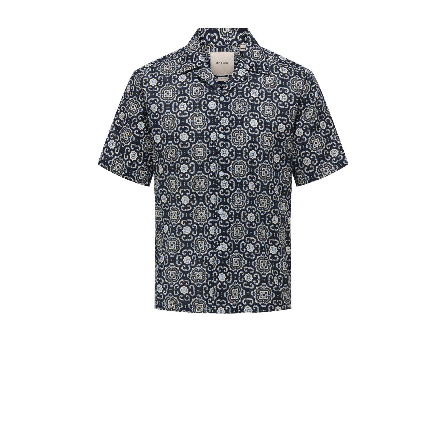 ONLY & SONS linnen casual overhemd donkerblauw