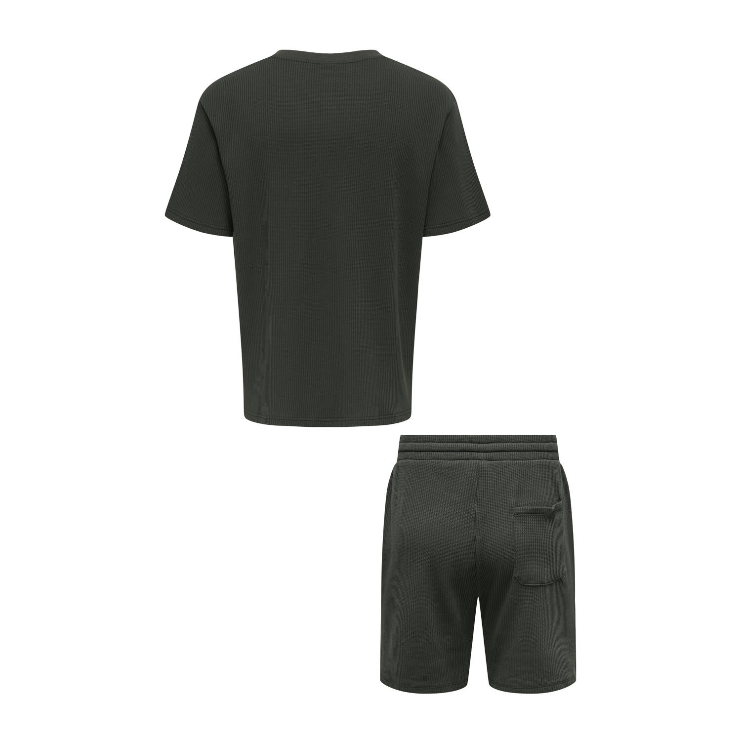 ONLY & SONS relaxed t-shirt en short met textuur donkergroen