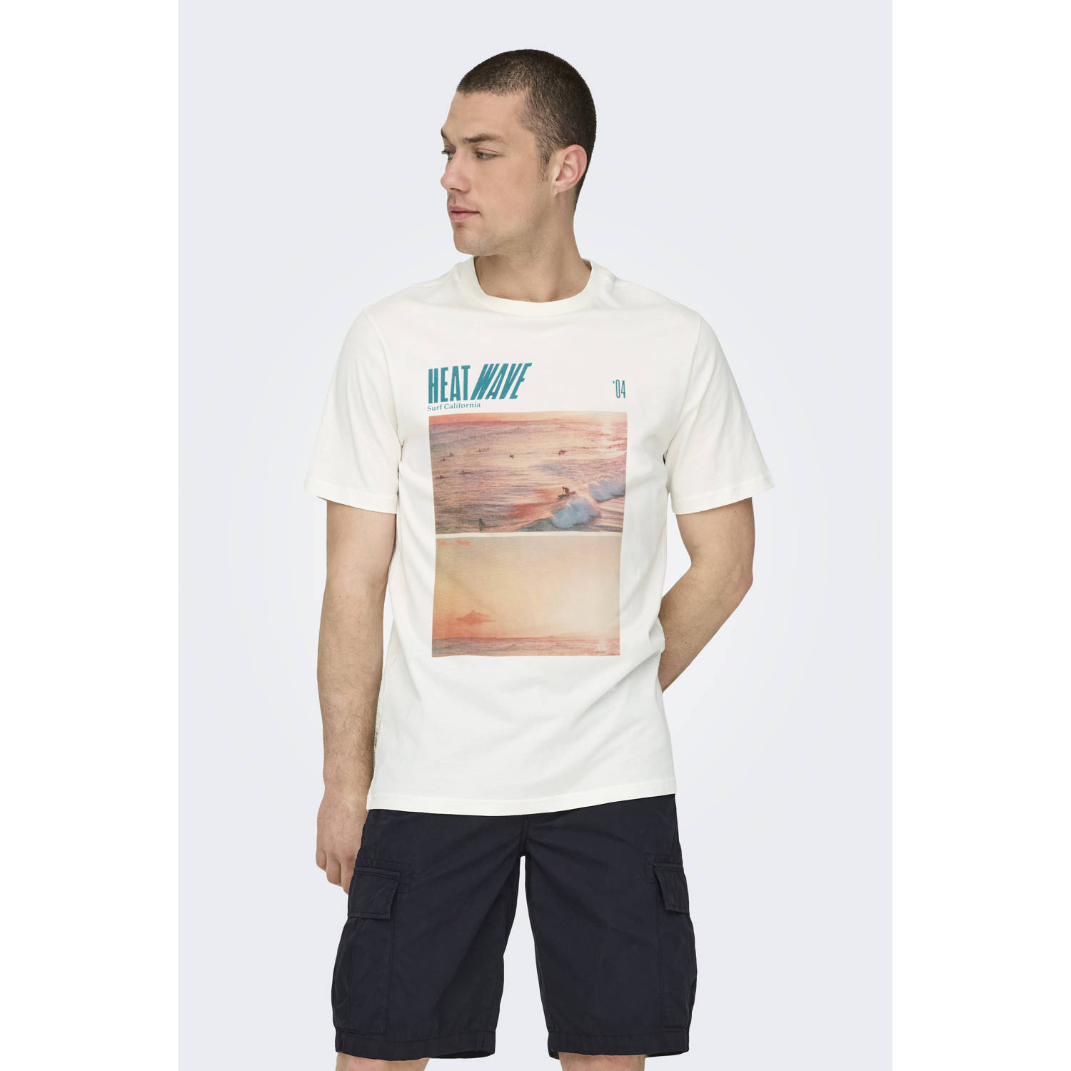 Only & Sons Regular fit T-shirt met motiefprint