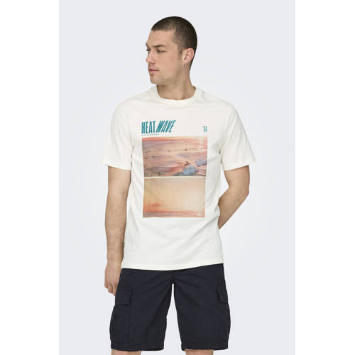 ONLY & SONS regular fit T-shirt ONSMAGDY ecru afbeelding