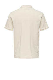 thumbnail: Ecru heren ONLY & SONS regular polo patroon met effen, korte mouwen, klassieke kraag en knoopsluiting