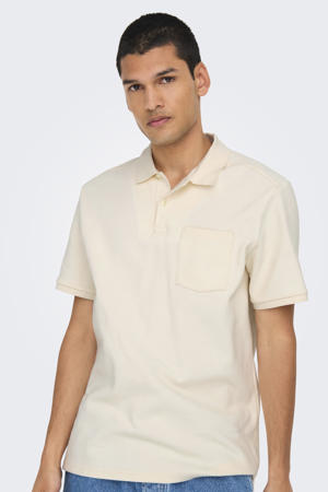 regular polo met textuur ecru