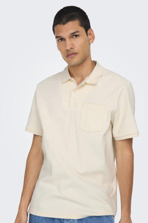 regular polo met textuur ecru