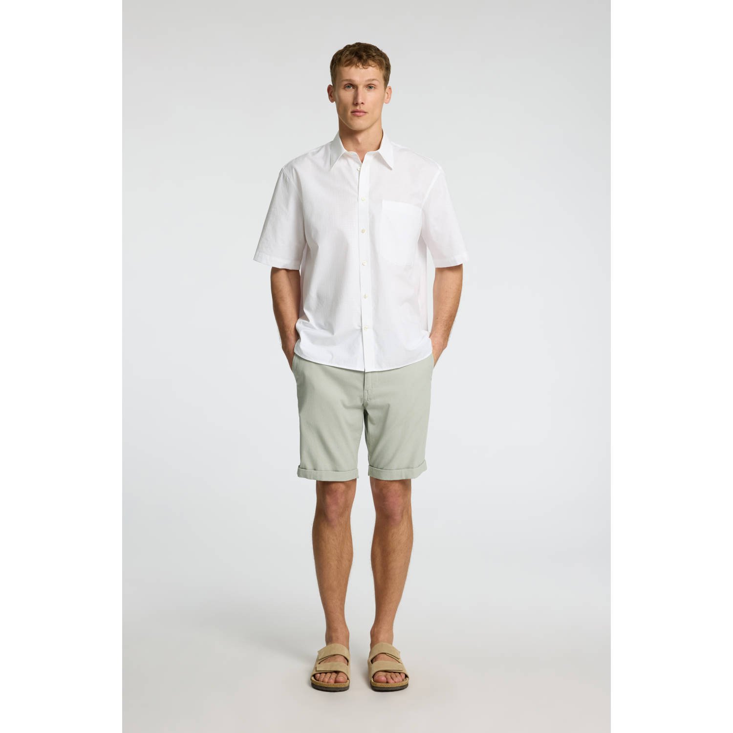 SELECTED HOMME slim chino short SLHSLIM-LUTON lichtgroen