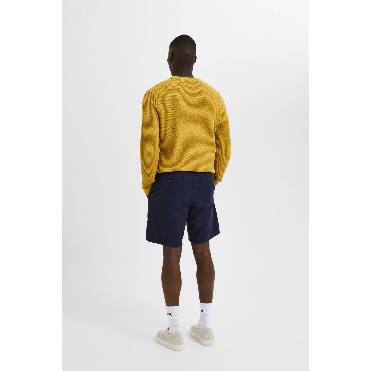 SELECTED HOMME linnen regular chino short donkerblauw