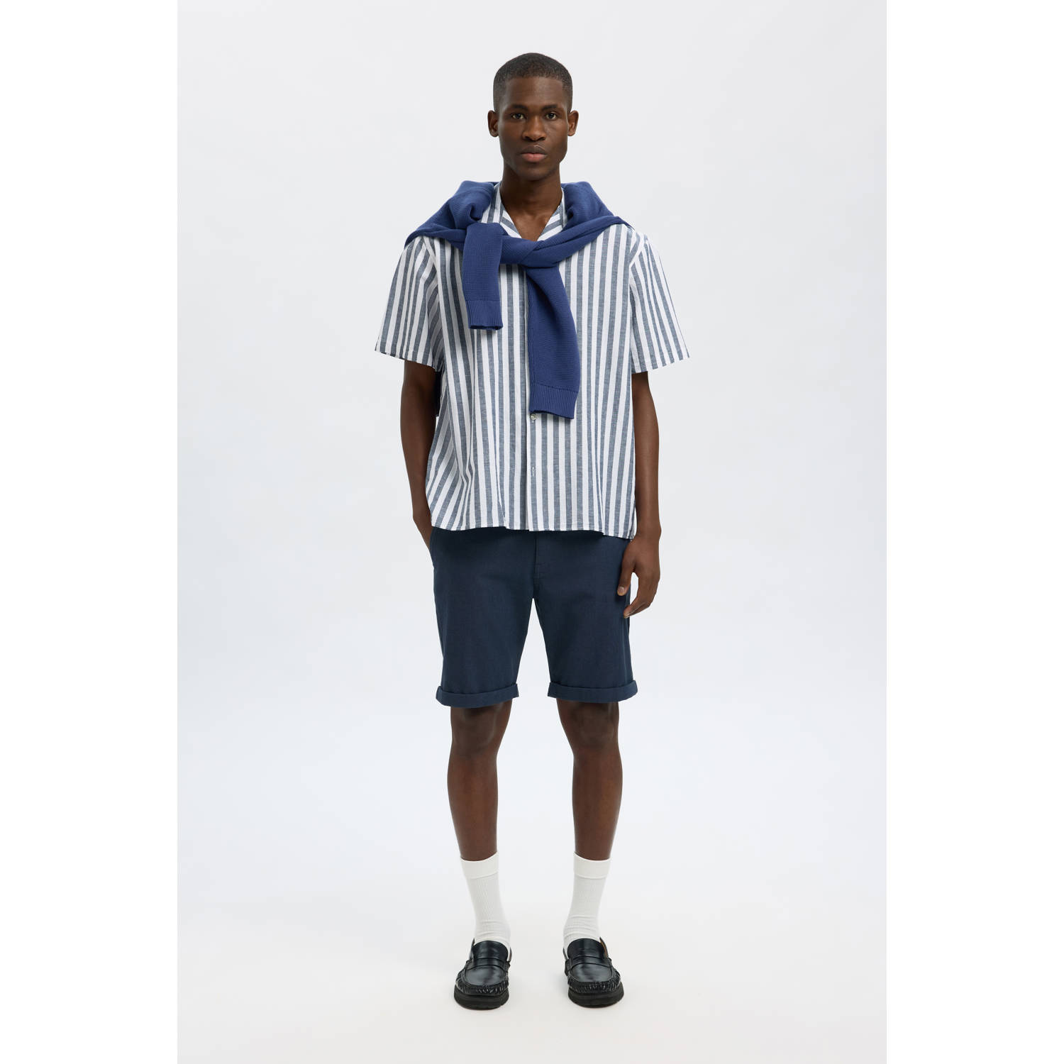 SELECTED HOMME slim chino short SLHSLIM-LUTON donkerblauw
