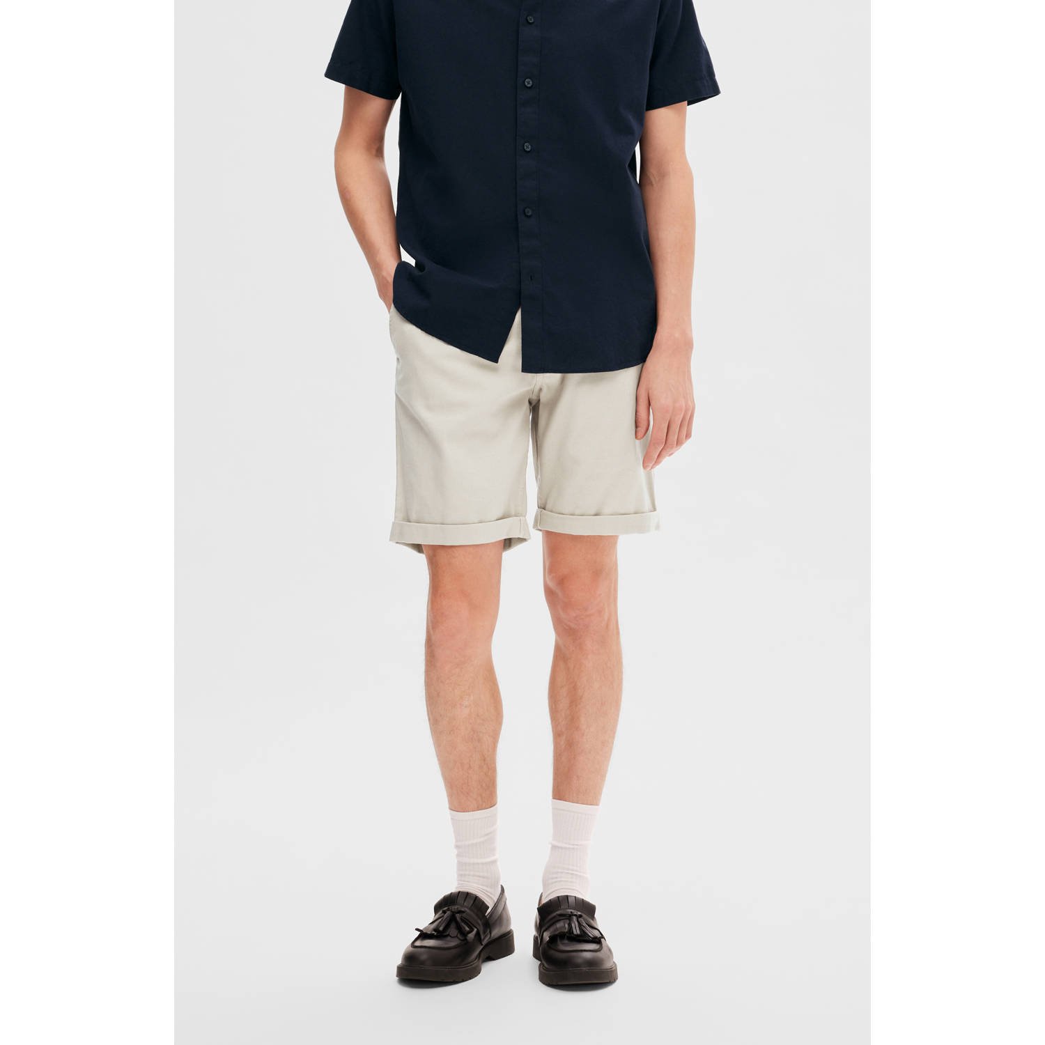 Selected Homme Slim fit korte broek met structuurmotief model 'LUTON'