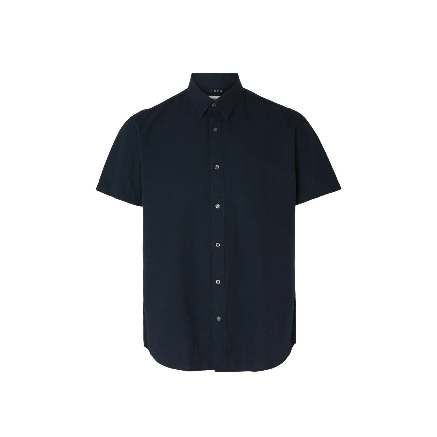 SELECTED HOMME linnen casual overhemd donkerblauw
