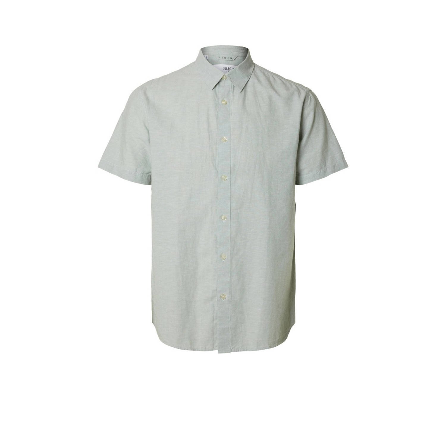 SELECTED HOMME linnen casual overhemd groen