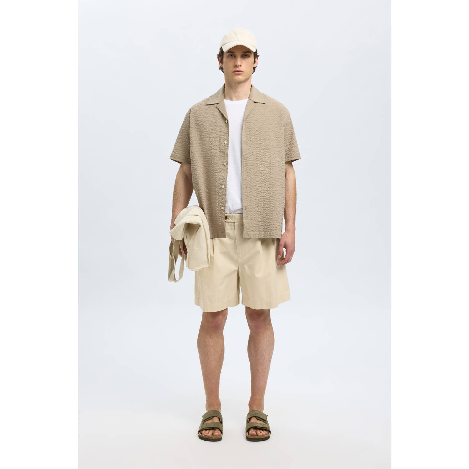SELECTED HOMME relaxed overhemd SLHRELAXED-ACE lichtbruin