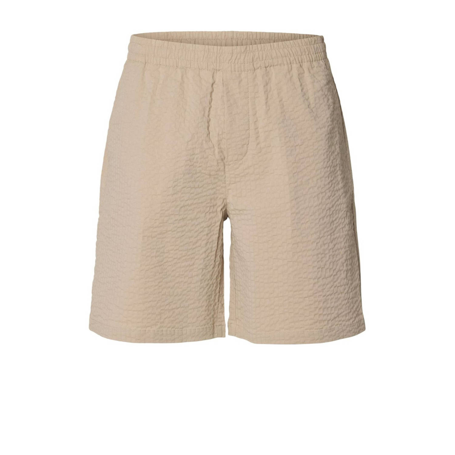 SELECTED HOMME Heren Broeken Slhloose-ace Seersucker String Shorts Beige