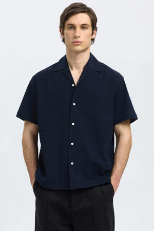 relaxed overhemd  SLHRELAXED-ACE donkerblauw
